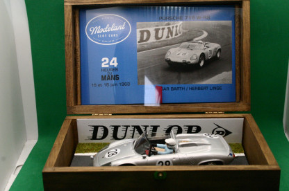 MODELANT SLOT CARS hand made in Barcelona PORSCHE 718 W-RS  Edgar Barth/Herbert  Linge  silver #28 lm 1963 mint in its stunning wooden box - Image 8