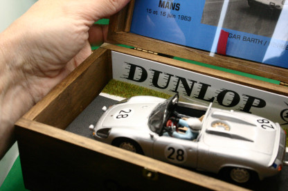 MODELANT SLOT CARS hand made in Barcelona PORSCHE 718 W-RS  Edgar Barth/Herbert  Linge  silver #28 lm 1963 mint in its stunning wooden box - Image 4