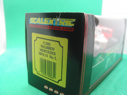 SCALEXTRIC C585  MCLAREN MERCEDES MP4/10 #7  (LACQUER HAS SOME SLIGHT DIS COLOUR IN PLACES) MINT BOXED IN ORIGINAL CRISP BLACK BOX WITH YELLOW END LABEL COLLECTORS CONDITION - Image 3