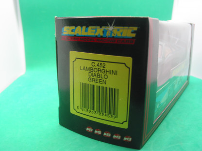 SCALEXTRIC C452 LAMBORGHINI DIABLO GREEN MINT BOXED IN ORIGINAL CRISP BLACK BOX WITH YELLOW END LABEL COLLECTORS CONDITION - Image 3