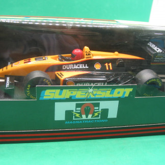 SCALEXTRIC (SUPERSLOT BOX) H820 INDY DURACELL    MINT BOXED IN ORIGINAL CRISP BLACK BOX WITH YELLOW END LABEL THE FLAP WITH THE LABEL DOES HAVE SOME SLIGHT DISCOLOUR BUT STILL COLLECTORS CONDITION