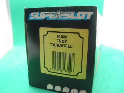SCALEXTRIC (SUPERSLOT BOX) H820 INDY DURACELL    MINT BOXED IN ORIGINAL CRISP BLACK BOX WITH YELLOW END LABEL THE FLAP WITH THE LABEL DOES HAVE SOME SLIGHT DISCOLOUR BUT STILL COLLECTORS CONDITION - Image 3