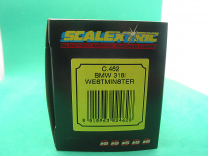 SCALEXTRIC C462 BMW 318i WESTMINSTER #22  MINT BOXED IN ORIGINAL CRISP BLACK BOX WITH YELLOW END LABEL COLLECTORS CONDITION - Image 4