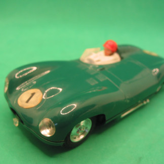 VINTAGE TRIANG SCALEXTRIC C60 JAGUAR D TYPE GREEN #1 original number roundals  ROUND PIN GUIDE REPRO TYRES AT THE REAR SO RUNS WELL VG+ CONDITION UNBOXED