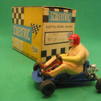VINTAGE TRIANG SCALEXTRIC K1 GO KART BLUE TYPE 2 REPRO ARMS AND ENGINES - RUNS REALLY WELL ORIGINAL BOX HAS BEEN WRITTEN ON AND HAD NO INNER VGBBUT NO INNER VGB