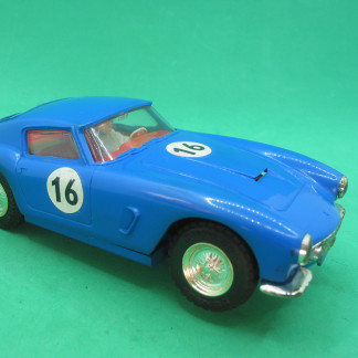 VINTAGE TRIANG SCALEXTRIC C69 FERRARI 250 BERLINETTA  BLUE #16 WORKING LIGHTS REPRO REAR BUMPER  VG+