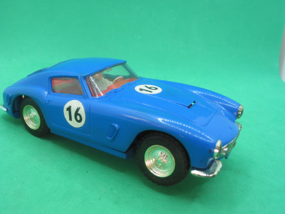 VINTAGE TRIANG SCALEXTRIC C69 FERRARI 250 BERLINETTA  BLUE #16 WORKING LIGHTS REPRO REAR BUMPER  VG+