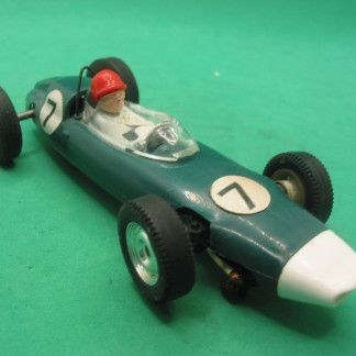 TRIANG SCALEXTRIC C72   FORMULA JUNIOR BRM GREEN #7 WHITE NOSE NEW REAR TYRES