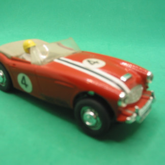 VINTAGE TRIANG SCALEXTRIC C93 AUSTIN HEALY 3000 RACE TUNED VERSION BUMPERS AND SCREEN ARE ORIGINAL one of the race tuned stickers and the number plate stickers are repro- this is a really nice example  vg+ unboxed