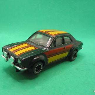 DELETED SCALEXTRIC C109 FORD ESCORT MK1 BLACK WITH YELLOW AND RED REPRO BUMPERS AN TYRES  VG UNBOXED