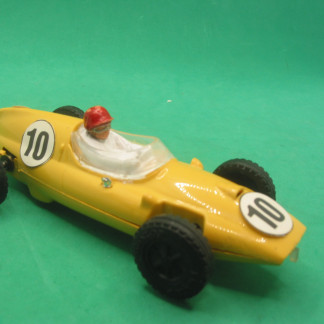 VINTAGE SCALEXTRIC C58 COOPER YELLOW TYPE 1 LOOP BRAID REPRO TYRES RUNS WELL NO MAKRS  VG+