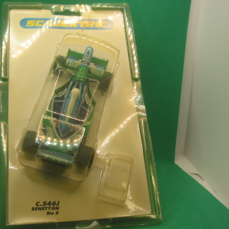 DELETED SCALEXTRIC C546J BENETTON #5 MINT CAR CELLOPHANE ON THE HANGING PACKAGING HAS DISCOLORED - RARE TO FIND IN THE PACKET STILL LURED