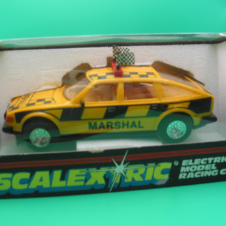 SCALEXTRIC c340 TRACK MARSHALS CAR - used excellent flags and mirrors have been attached - the box is 7/10 the flaps have been reinforced -