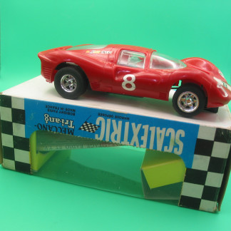 VINTAGE TRIANG SCALEXTRIC C16  FERRARI  P4 FRENCH slightly different wheels than the UK car - French Silver case motor - French Head -with original French Box and instructions - the box has been re cellophaned  vg+