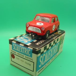 VINTAGE TRIANG SCALEXTRIC C76 MINI COOPER RED FRONT WHEELE DRIVE ALL ORIGINAL WITH ORIGINAL BOX AND INSTRUCTIONS VG+