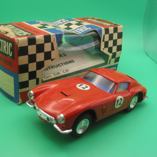 VINTAGE TRIANG SCALEXTRIC C69 FERRARI 250 BERLINETTA RED - all original car - some very faint marks in the roof-original Box. unfortunatly the box has a tear in the top   vg+b