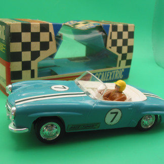 VINTAGE TRIANG SCALEXTRIC C94 MERCEDES 190SL RACE TUNED BLUE  REPRO BUMPERS AND TYRES LOVELY ORIGINAL BOX AND INSTRUCTIONS WITH ORIGINAL PRICE LABEL £1-12-6  VG+B