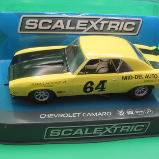 SCALEXTRIC C3724 CHEVROLET CAMARO 1969 TRANS AM ROLEX MONTEREY MOTORSPORTS REUNION 2012 #54 CHAD RAYNAL YELLOW/BLACK #64 DPR BNIB