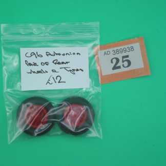 SCALEXTRIC ORIGINAL SPARE  C96 AUTO UNION PARI OF REAR WHEELS AND TYRES  RED REF 25