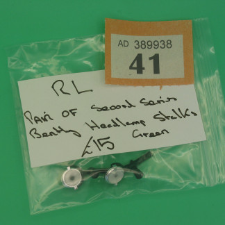 SCALEXTRIC SPARE (RL41) VINTAGE BENTLEY PAIR OF HEADLIGHT STALKS BENTLEY GREEN WITH LIGHT LENS AND BEZEL (Copy)