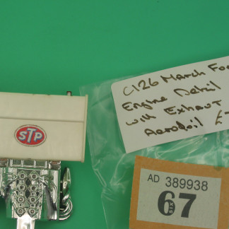 SCALEXTRIC ORIGINAL SPARE  C126 MARCH FORD ENGIN DETAIL WITH EXHAUST AND AEROFOIL REF 67