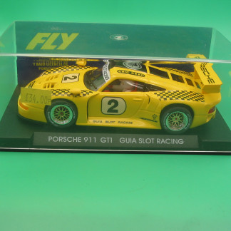 FLY   1/32 SLOT CAR  E31 PORSCHE GT1 GUIA SLOT RACING YELLOW #2     BNIB  SCALEXTRIC COMPATIBLE  SALE PRICE