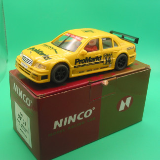NINCO 50107 AMG MERCEDES C-KLASSE YELLOW  MINT CAR IN ORIGINAL EARLY SMALL CARD BOX 1/32ND SCALE SCALEXTRIC COMPATIBLE  SALE