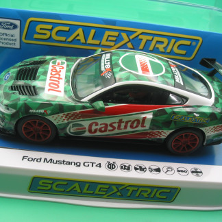 SCALEXTRIC C4327 FORD MUSTANG GT4 CASTROL DRIFT CAR 360DEGREE DRIFT BNIB