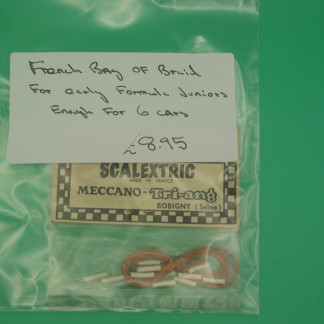 SCALEXTRIC original parts NEW OLD STOCK  FRENCH BAGGED SPPARE W115 BAG OF BRAIDS FOR THE EARLY FORMULA JUNIORS  ENOUGH FOR 6 CARS